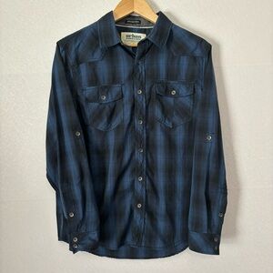 Urban Pipeline Blue/Black Plaid Long Sleeve Button Up Shirt Men's Medium